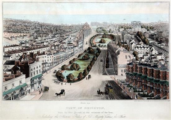 J. Bruce Birds eye View of Brighton from the New Church, 11 x 16.5in.